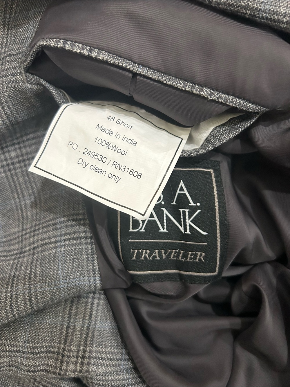 Joseph A. Bank Gray Glen Plaid 100% Wool Sport Coat - Picture 9 of 9